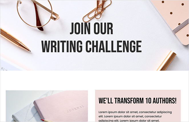 Live preview of a free WordPress landing page built with SeedProd