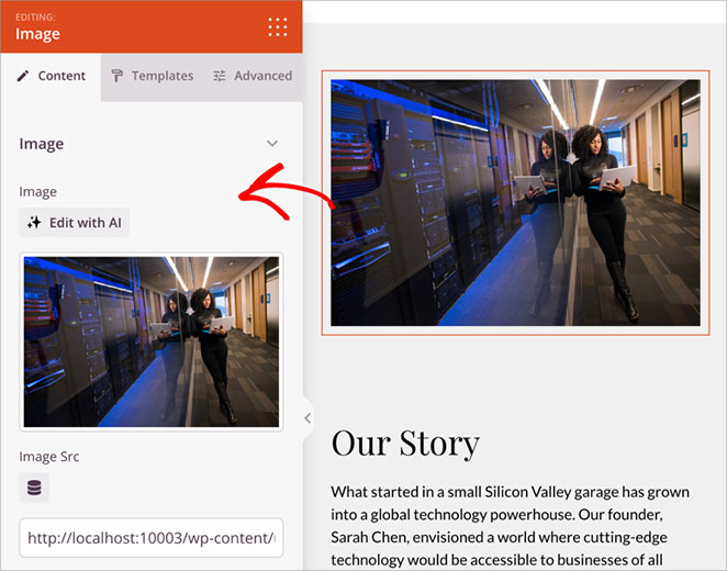 Adding an image to media kit company overview section