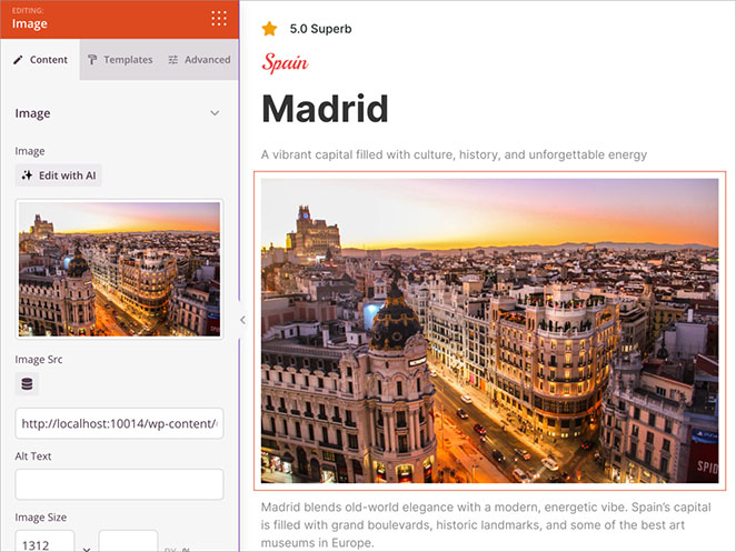  Individual travel destination page with details and image