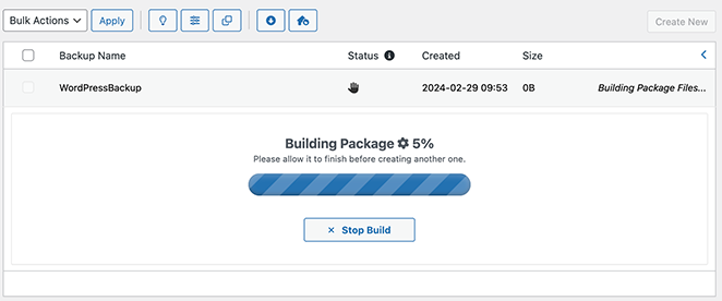 Backing up your WordPress site
