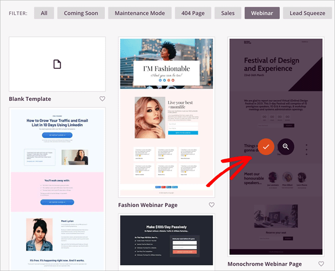 Choosing a landing page template for your media kit page