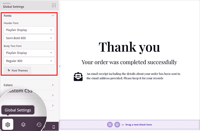Select custom fonts in SeedProd