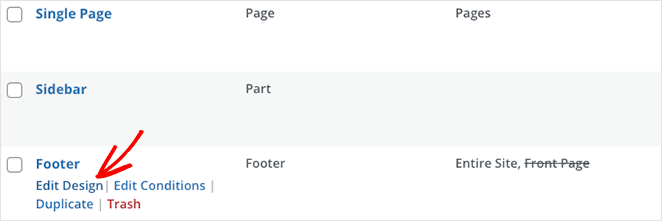 Edit the WordPress theme footer template