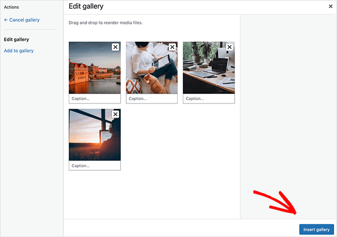 Insert Jetpack image gallery into a post
