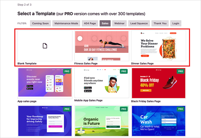 Free landing page templates available in SeedProd