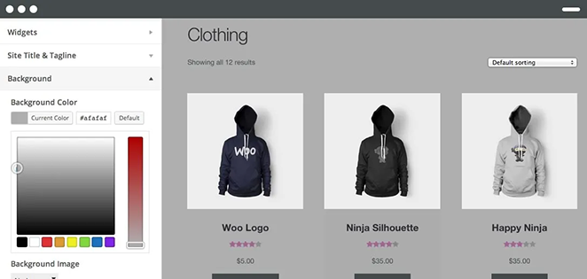 Storefront customization options